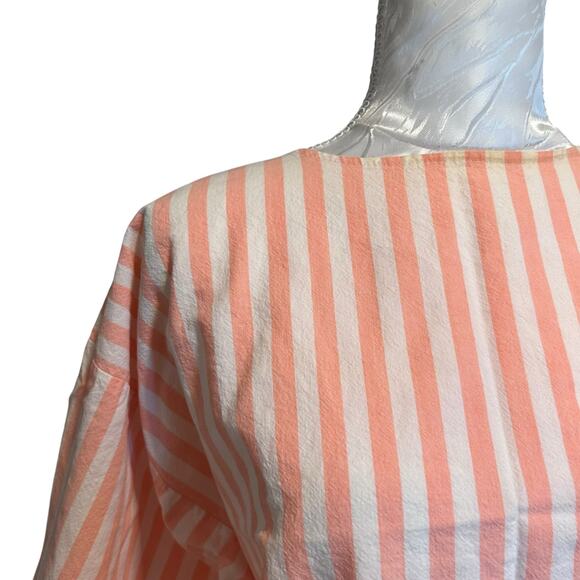 Vintage 60s Pink White Striped Top Womens Sz Large Drawstring Waist Barbiecore - Picture 10 of 15